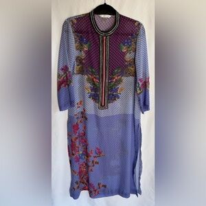 Peter Nygard Purple Blue Floral Swim Coverup Boho Kaftan - Size 6